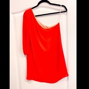One shoulder mini coral dress